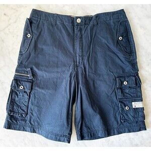 Tommy Hilfiger Cargo Shorts Navy Blue Military Fatigue Pant 100% Cotton-Mens 33